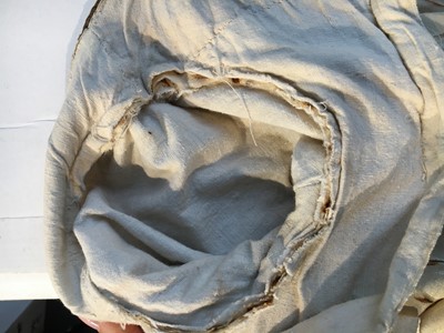 Lot 29 - A clouded satin-striped poplin over dress and a muslin gown, circa 1805