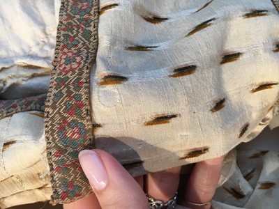 Lot 29 - A clouded satin-striped poplin over dress and a muslin gown, circa 1805