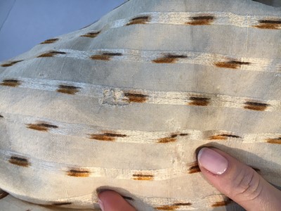 Lot 29 - A clouded satin-striped poplin over dress and a muslin gown, circa 1805