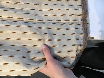 Lot 29 - A clouded satin-striped poplin over dress and a muslin gown, circa 1805