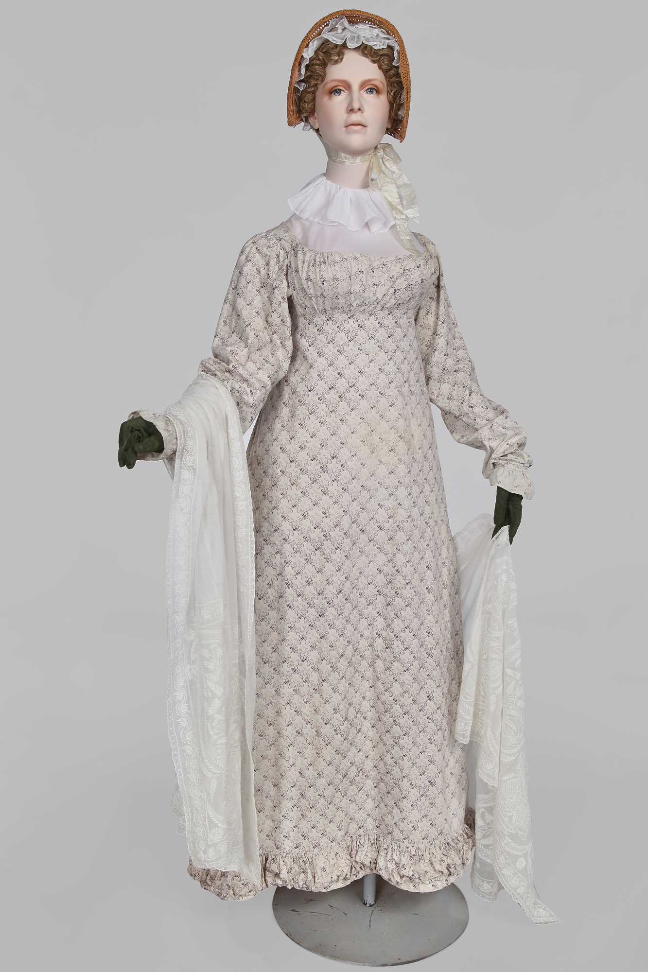 Lot 675 - A roller-printed cotton day dress, French or English, circa 1810-12
