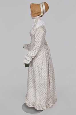 Lot 675 - A roller-printed cotton day dress, French or English, circa 1810-12
