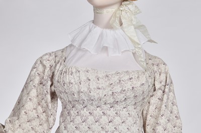Lot 675 - A roller-printed cotton day dress, French or English, circa 1810-12