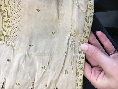 Lot 17 - A gentleman's embroidered buff silk waistcoat circa 1800 but remade using a late 18th century example