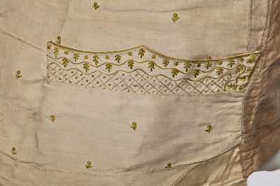 Lot 17 - A gentleman's embroidered buff silk waistcoat circa 1800 but remade using a late 18th century example