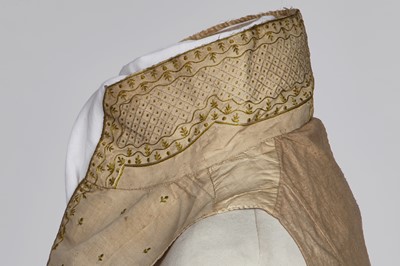 Lot 17 - A gentleman's embroidered buff silk waistcoat circa 1800 but remade using a late 18th century example