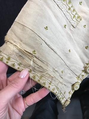 Lot 17 - A gentleman's embroidered buff silk waistcoat circa 1800 but remade using a late 18th century example