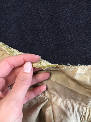 Lot 17 - A gentleman's embroidered buff silk waistcoat circa 1800 but remade using a late 18th century example