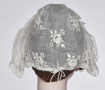 Lot 104 - A rare green silk poke bonnet/calash, circa 1806