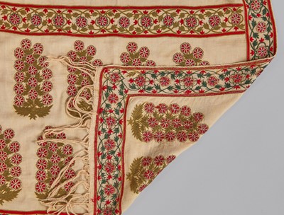 Lot 42 - Mughal style silk embroidered stole, Indian, late 18th- early 19th century
