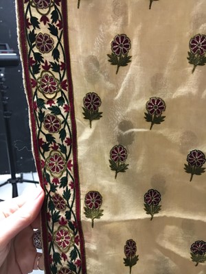 Lot 42 - Mughal style silk embroidered stole, Indian, late 18th- early 19th century