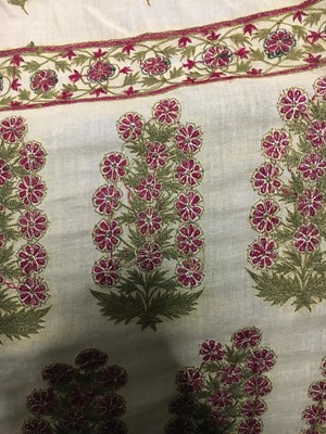 Lot 42 - Mughal style silk embroidered stole, Indian, late 18th- early 19th century