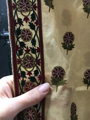 Lot 42 - Mughal style silk embroidered stole, Indian, late 18th- early 19th century