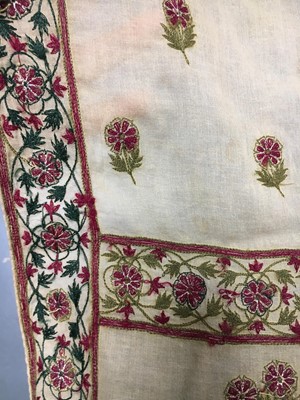 Lot 42 - Mughal style silk embroidered stole, Indian, late 18th- early 19th century