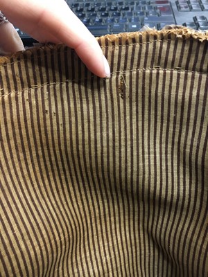 Lot 107 - A rare woven wood and striped cotton bonnet, circa 1806