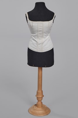 Lot 71 - A miniature pair of white cotton stays, probably a sewing test sample, circa 1815