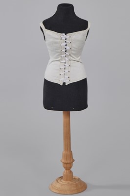 Lot 71 - A miniature pair of white cotton stays, probably a sewing test sample, circa 1815