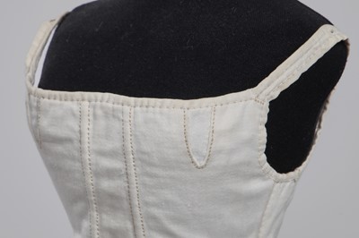 Lot 71 - A miniature pair of white cotton stays, probably a sewing test sample, circa 1815