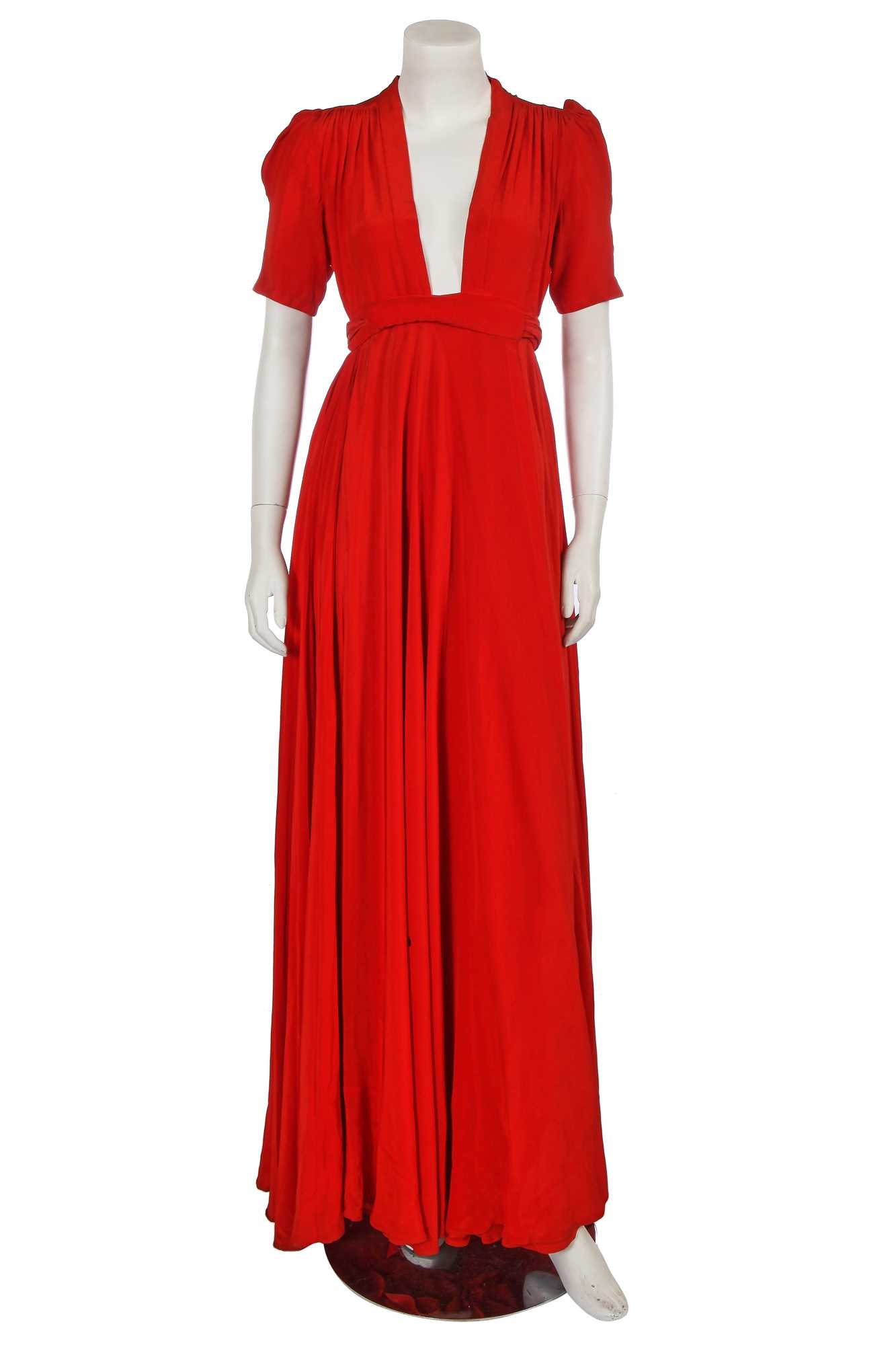 Lot 470 - An Ossie Clark red crêpe wrap dress, circa 1972