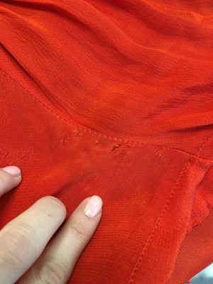 Lot 470 - An Ossie Clark red crêpe wrap dress, circa 1972