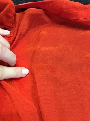 Lot 470 - An Ossie Clark red crêpe wrap dress, circa 1972