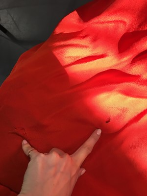 Lot 470 - An Ossie Clark red crêpe wrap dress, circa 1972