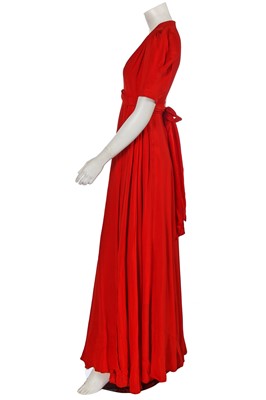 Lot 470 - An Ossie Clark red crêpe wrap dress, circa 1972