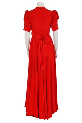 Lot 470 - An Ossie Clark red crêpe wrap dress, circa 1972