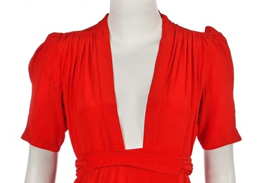 Lot 470 - An Ossie Clark red crêpe wrap dress, circa 1972