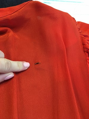 Lot 470 - An Ossie Clark red crêpe wrap dress, circa 1972