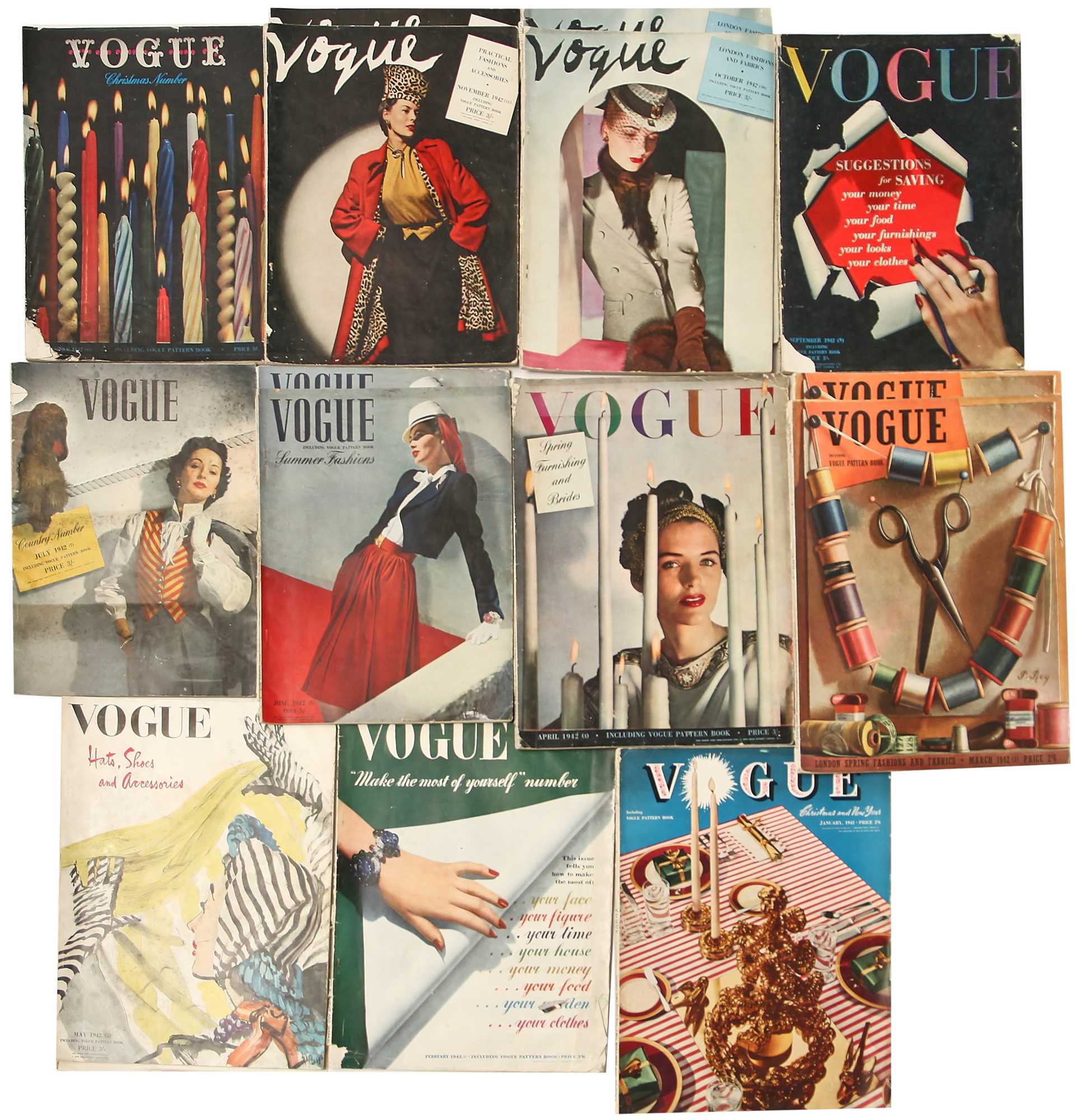 Click for high resolution Lot 12 - British Vogue, 1942, near complete run
