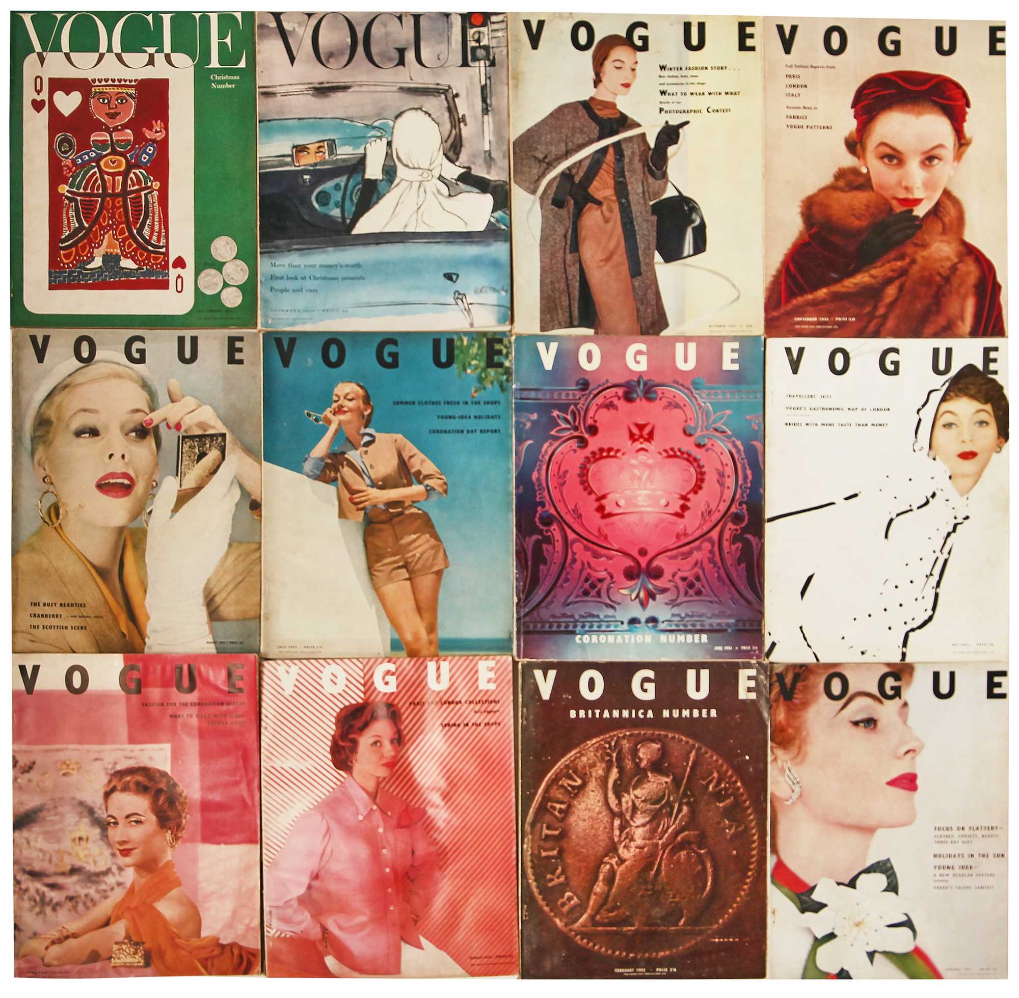 Click for high resolution Lot 25 - British Vogue 1953, complete run