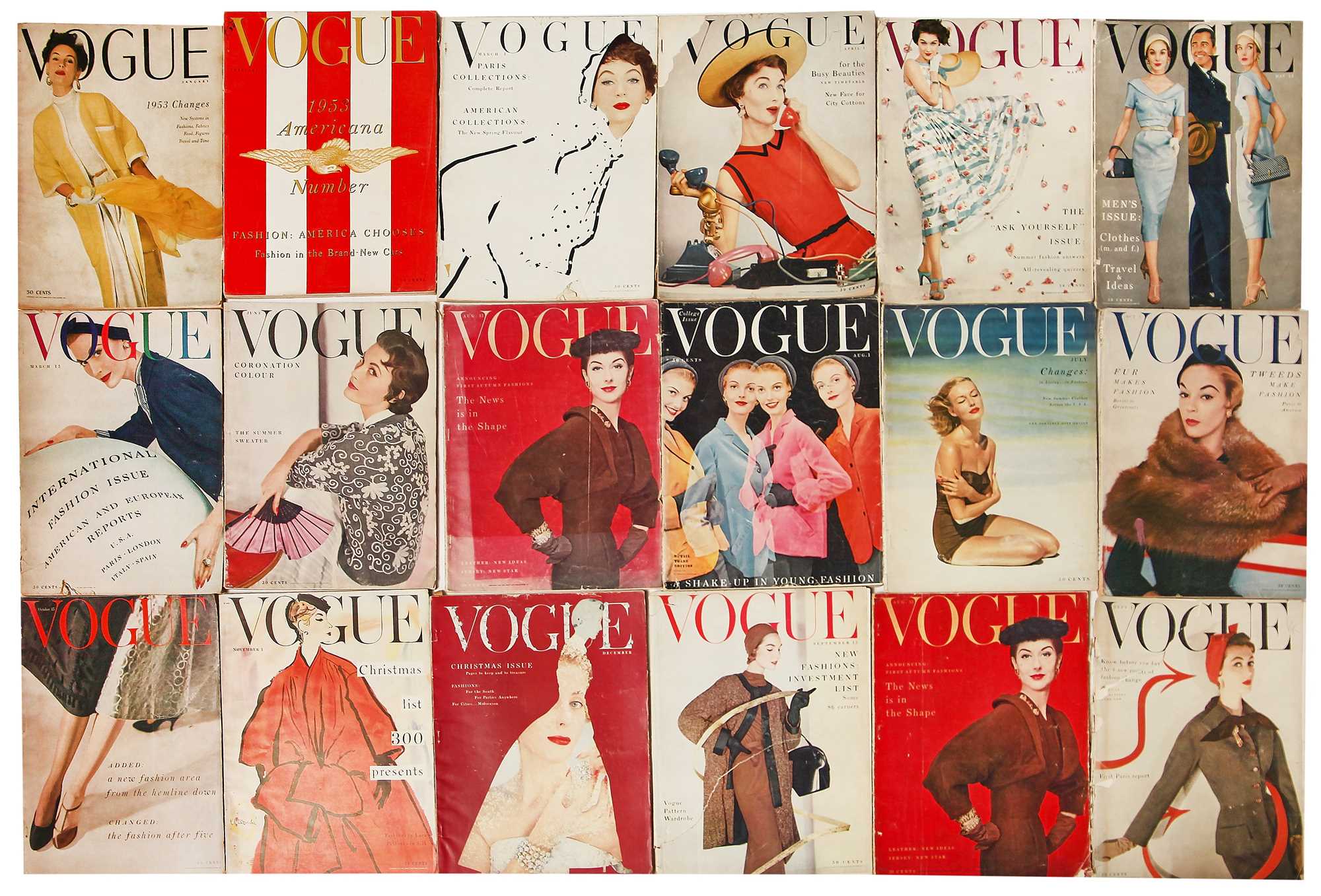 Lot 35 - American Vogue 1953, near complete run