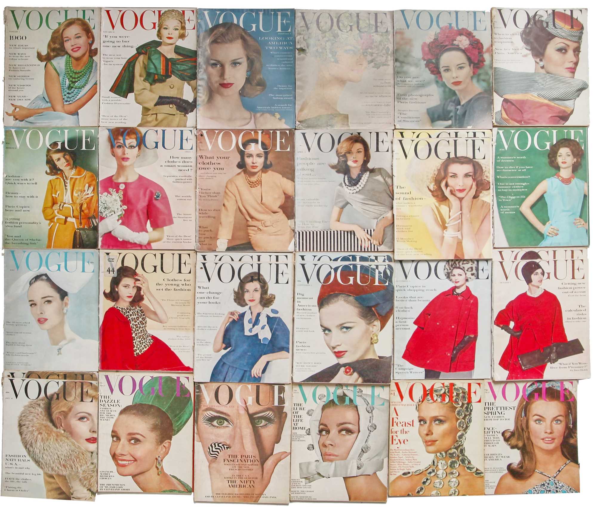 Click for high resolution Lot 39 - American Vogue 1960 near complete run