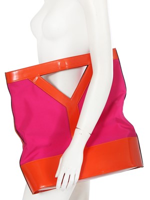 Lot 373 - An Yves Saint Laurent canvas and leather tote bag, circa 1990