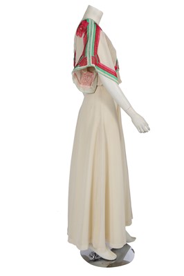 Lot 511 - A Janice Wainwright embroidered cream chiffon ensemble, 1970s