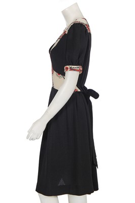 Lot 469 - An Ossie Clark/Celia Birtwell for Radley black and printed moss crêpe dress, circa 1969