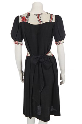 Lot 469 - An Ossie Clark/Celia Birtwell for Radley black and printed moss crêpe dress, circa 1969