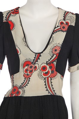Lot 469 - An Ossie Clark/Celia Birtwell for Radley black and printed moss crêpe dress, circa 1969