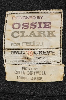 Lot 469 - An Ossie Clark/Celia Birtwell for Radley black and printed moss crêpe dress, circa 1969