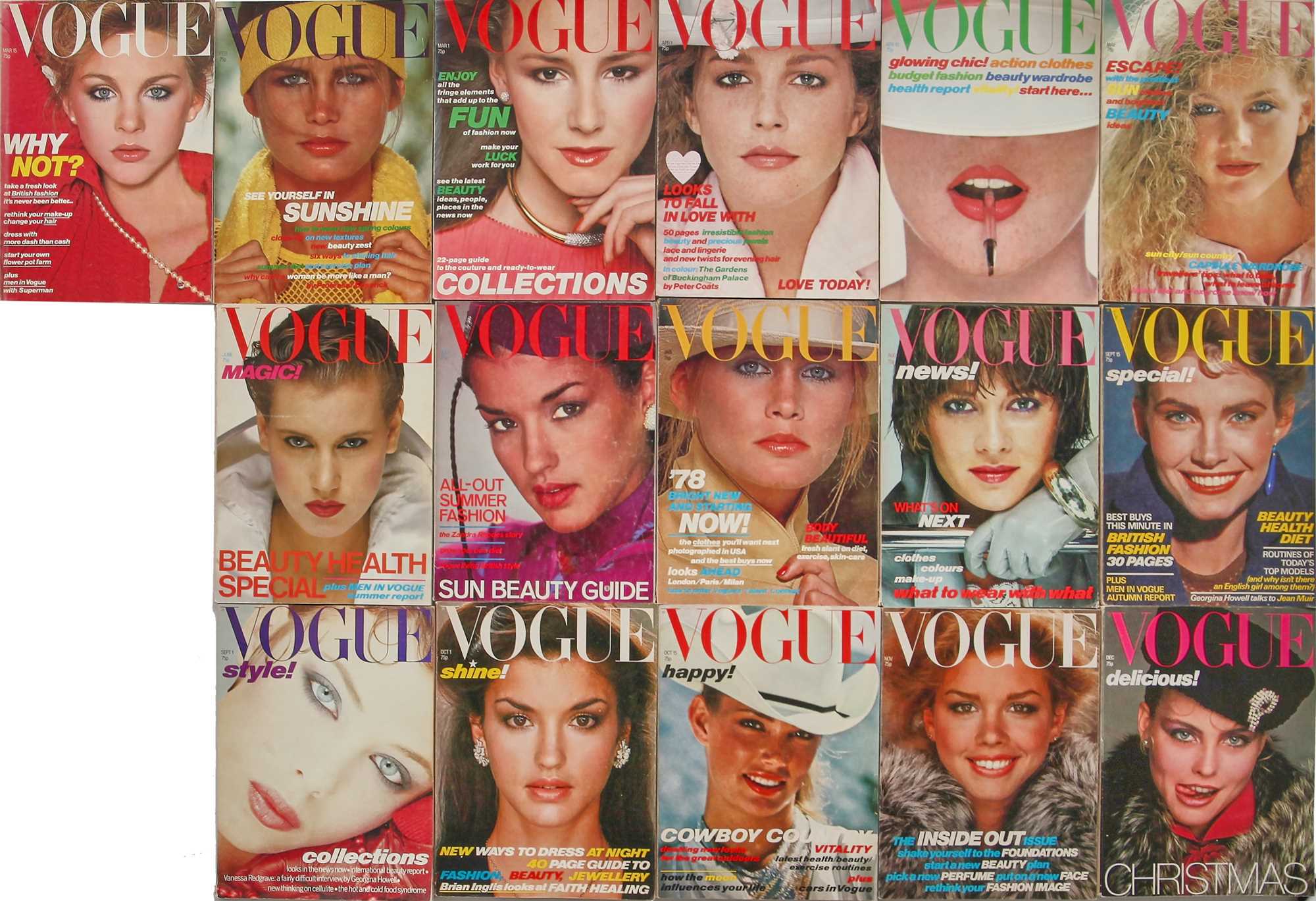 Click for high resolution Lot 56 - British Vogue 1978, complete run