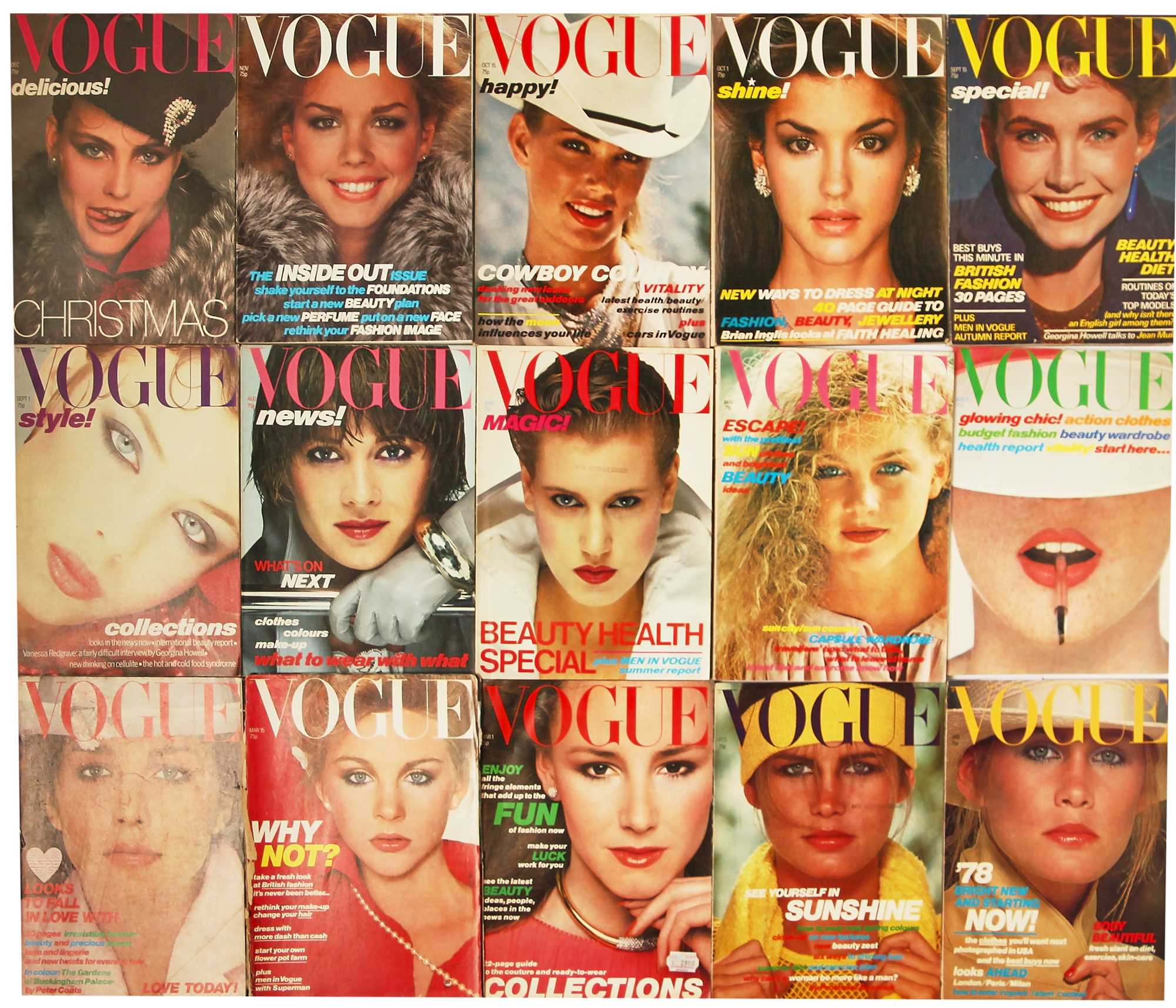 Click for high resolution Lot 58 - British Vogue 1978, near complete run
