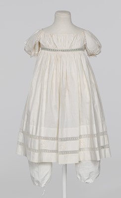 Lot 67 - A boy's cotton dress and Czapka hat, English 1810-20