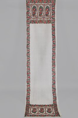 Lot 96 - A fine embroidered Delhi long stole, Indian 1815-25