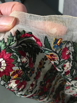 Lot 96 - A fine embroidered Delhi long stole, Indian 1815-25