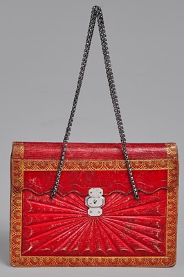 Lot 56 - A scarlet morocco leather purse, French 1800-1810