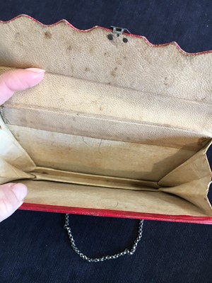 Lot 56 - A scarlet morocco leather purse, French 1800-1810