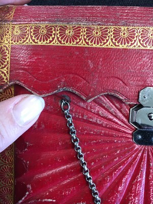 Lot 56 - A scarlet morocco leather purse, French 1800-1810