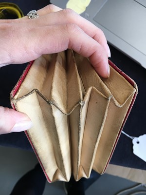 Lot 56 - A scarlet morocco leather purse, French 1800-1810