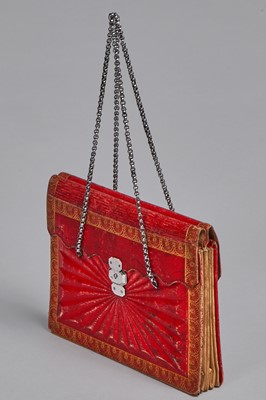 Lot 56 - A scarlet morocco leather purse, French 1800-1810